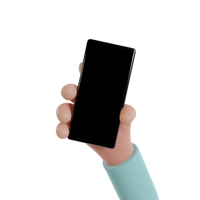 CG hand holding smartphone